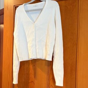 John Galt Cream Ribbed Cardigan Sweater
